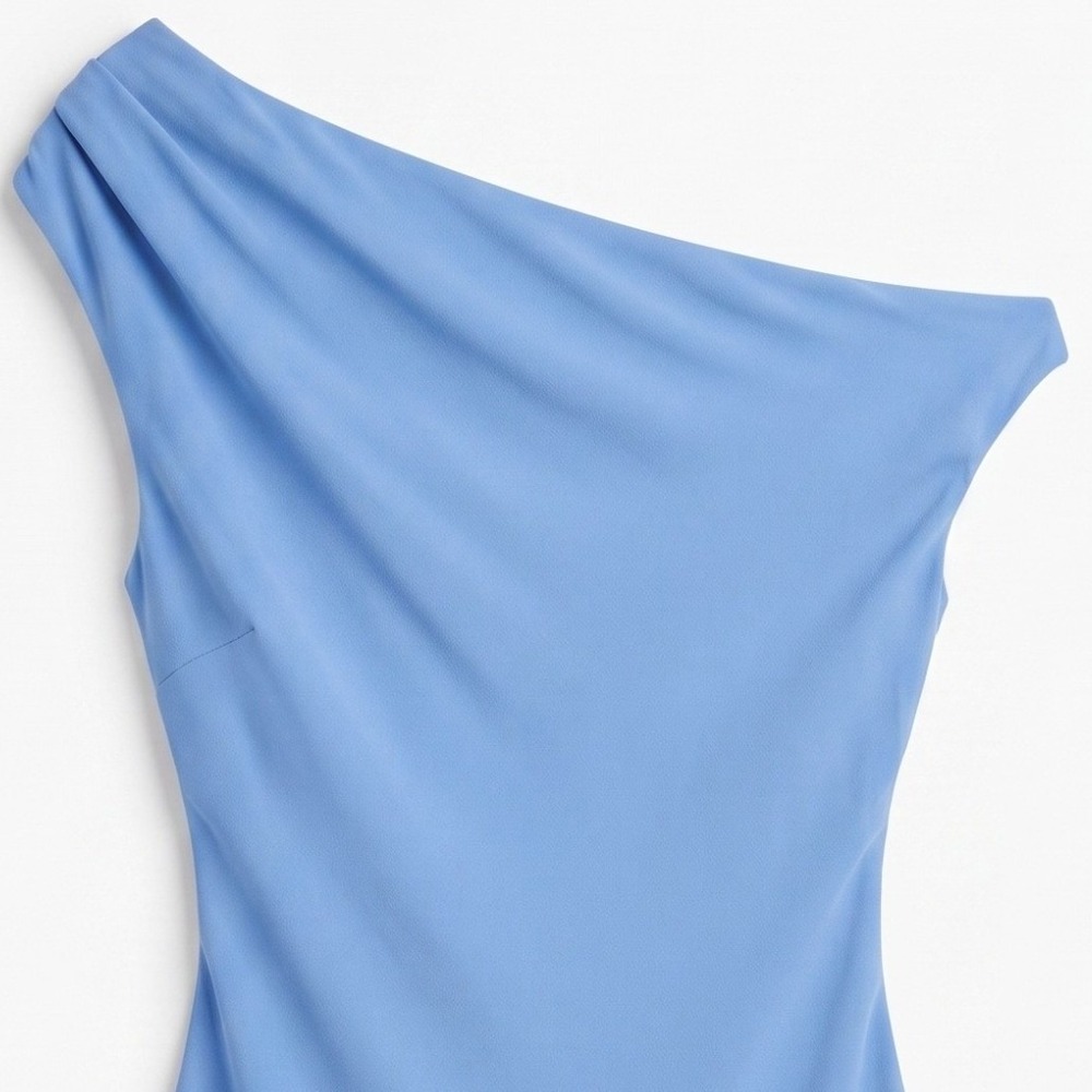 Reformation Cowl Neck Sleeveless Mini Dress Womens Size 8 Blue Crepe Sustainable - Picture 5 of 14